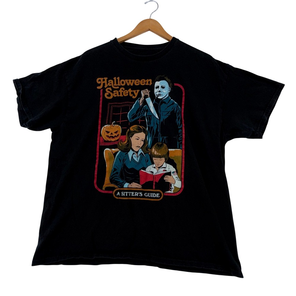 Halloween Michael Myers Graphic Tee Mens XL Black Excellent Slasher Horror Shirt